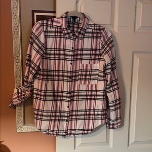 Forever 21 Red and Black Plaid Flannel Button Down Shirt